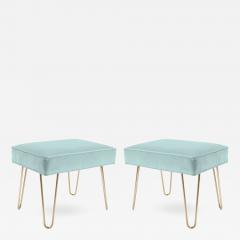 Montage Petite Brass Hairpin Ottomans in Mint Velvet - 240527