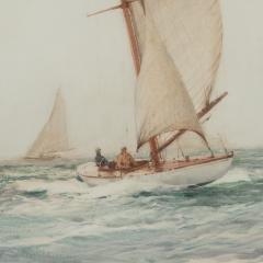 Montague Dawson Six Metre Class boat by the Lymington Spit  - 3959036