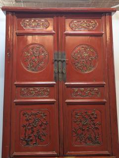 Monumental 19th Century Chinese Fujian Red Lacquer Gilt Tapered Cabinet - 4697125