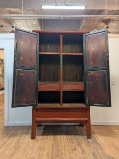 Monumental 19th Century Chinese Fujian Red Lacquer Gilt Tapered Cabinet - 4697126