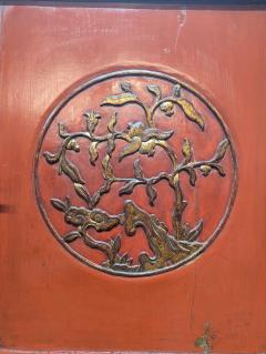 Monumental 19th Century Chinese Fujian Red Lacquer Gilt Tapered Cabinet - 4697130