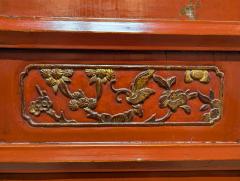 Monumental 19th Century Chinese Fujian Red Lacquer Gilt Tapered Cabinet - 4697131