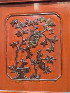 Monumental 19th Century Chinese Fujian Red Lacquer Gilt Tapered Cabinet - 4697132