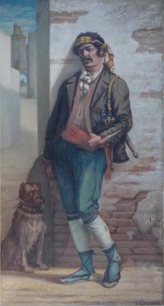 Monumental 19th century painting ofoa dubious character signed France - 4319653
