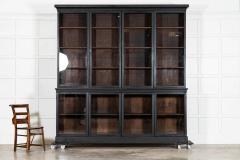 Monumental 19thC English Ebonised Oak Glazed Bookcase - 4290831