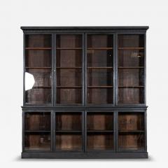 Monumental 19thC English Ebonised Oak Glazed Bookcase - 4290853