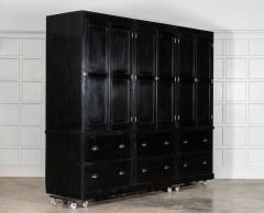 Monumental 19thC English Ebonised Oak Pine Housekeepers Cupboard - 4503292