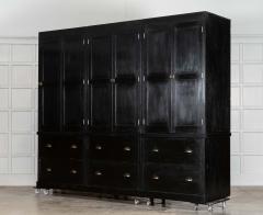 Monumental 19thC English Ebonised Oak Pine Housekeepers Cupboard - 4503296