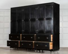 Monumental 19thC English Ebonised Oak Pine Housekeepers Cupboard - 4503297