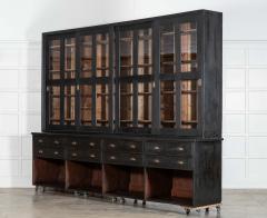 Monumental 19thC English Ebonised Pine Housekeepers Haberdashery Cabinet - 4257286