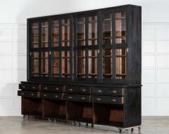 Monumental 19thC English Ebonised Pine Housekeepers Haberdashery Cabinet - 4257287