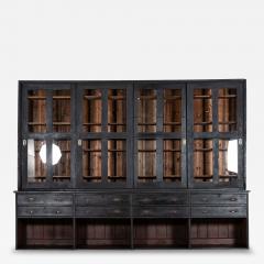 Monumental 19thC English Ebonised Pine Housekeepers Haberdashery Cabinet - 4257331