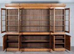 Monumental 19thC English Glazed Oak Breakfront Bookcase - 2792622