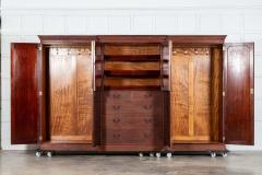 Monumental 19thC English Mahogany Breakfront Compactum Wardrobe - 3939551