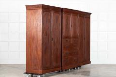 Monumental 19thC English Mahogany Breakfront Compactum Wardrobe - 3939552