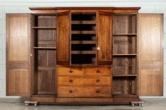 Monumental 19thC English Oak Breakfront Linen Cupboard - 3675603