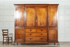 Monumental 19thC English Oak Breakfront Linen Cupboard - 3675605