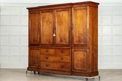 Monumental 19thC English Oak Breakfront Linen Cupboard - 3675607