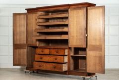 Monumental 19thC English Oak Breakfront Linen Cupboard - 3675608