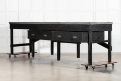 Monumental 19thC English Pine Ebonised Work Table - 3904909