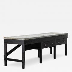 Monumental 19thC English Pine Ebonised Work Table - 3907469