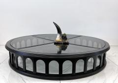 Monumental 91 Mid Century Ebonized Walnut and Glass Arcade Coffee Table - 4130303