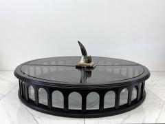 Monumental 91 Mid Century Ebonized Walnut and Glass Arcade Coffee Table - 4130310
