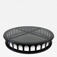 Monumental 91 Mid Century Ebonized Walnut and Glass Arcade Coffee Table - 4130380
