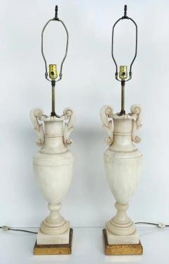 Monumental Alabaster Urn Table Lamps with Interior Lighting Wired and Working - 3513631