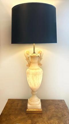 Monumental Alabaster Urn Table Lamps with Interior Lighting Wired and Working - 3513665
