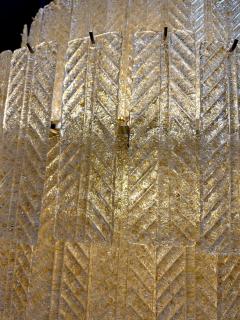 Monumental Amber Textured Glass Leaf Tiered Chandelier - 4732778