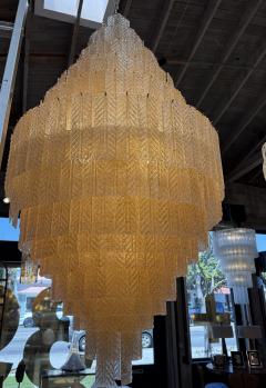 Monumental Amber Textured Glass Leaf Tiered Chandelier - 4732780