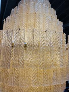 Monumental Amber Textured Glass Leaf Tiered Chandelier - 4732782
