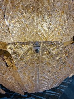 Monumental Amber Textured Glass Leaf Tiered Chandelier - 4732783