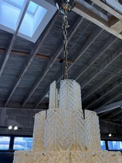 Monumental Amber Textured Glass Leaf Tiered Chandelier - 4732785