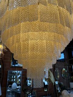 Monumental Amber Textured Glass Leaf Tiered Chandelier - 4732788