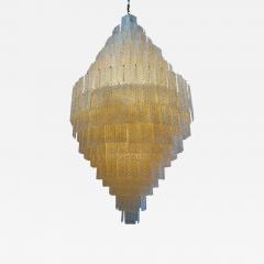 Monumental Amber Textured Glass Leaf Tiered Chandelier - 4732789