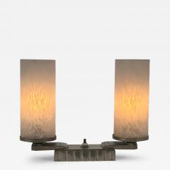 Monumental Art Deco Brass Glass Table Lamp or Desk Light France 1920s - 4719610