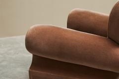 Monumental Art Deco Lounge Chair in Velvet and Oak 1930s - 4468587