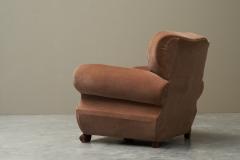 Monumental Art Deco Lounge Chair in Velvet and Oak 1930s - 4468589