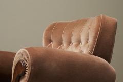 Monumental Art Deco Lounge Chair in Velvet and Oak 1930s - 4468602