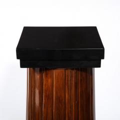 Monumental Art Deco Pedestal with Fluted Detailing in Walnut and Black Lacquer - 3040834