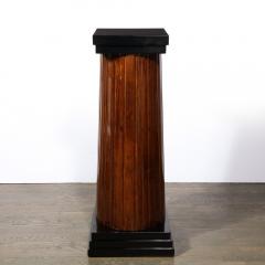 Monumental Art Deco Pedestal with Fluted Detailing in Walnut and Black Lacquer - 3040839