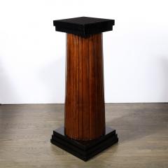Monumental Art Deco Pedestal with Fluted Detailing in Walnut and Black Lacquer - 3040851