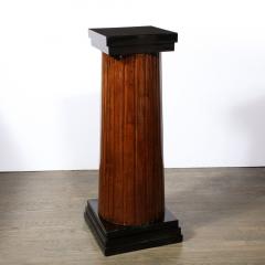 Monumental Art Deco Pedestal with Fluted Detailing in Walnut and Black Lacquer - 3040971