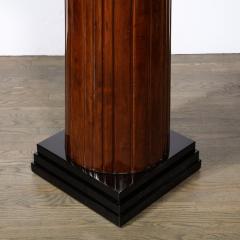 Monumental Art Deco Pedestal with Fluted Detailing in Walnut and Black Lacquer - 3040978