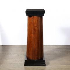 Monumental Art Deco Pedestal with Fluted Detailing in Walnut and Black Lacquer - 3040982