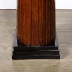 Monumental Art Deco Pedestal with Fluted Detailing in Walnut and Black Lacquer - 3040984
