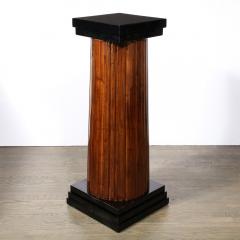 Monumental Art Deco Pedestal with Fluted Detailing in Walnut and Black Lacquer - 3041065