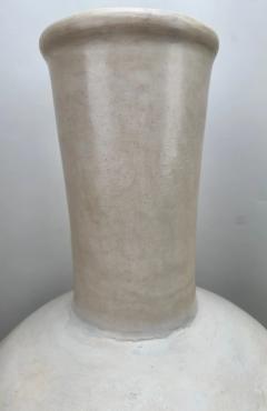 Monumental Boho Chic Moroccan off White Black Pottery Floor Vase or Urn - 3572730